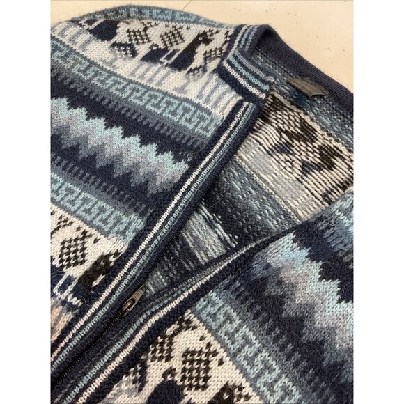 Arcohi's 100% Alpaca Navy Grey Cardigan Zip Up Sweater Pockets size M‎ fair isle - Picture 5 of 9